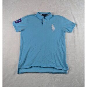 Polo Ralph Lauren Shirt Mens L Blue #3 USA Custom Fit Preppy Big Pony Custom Fit